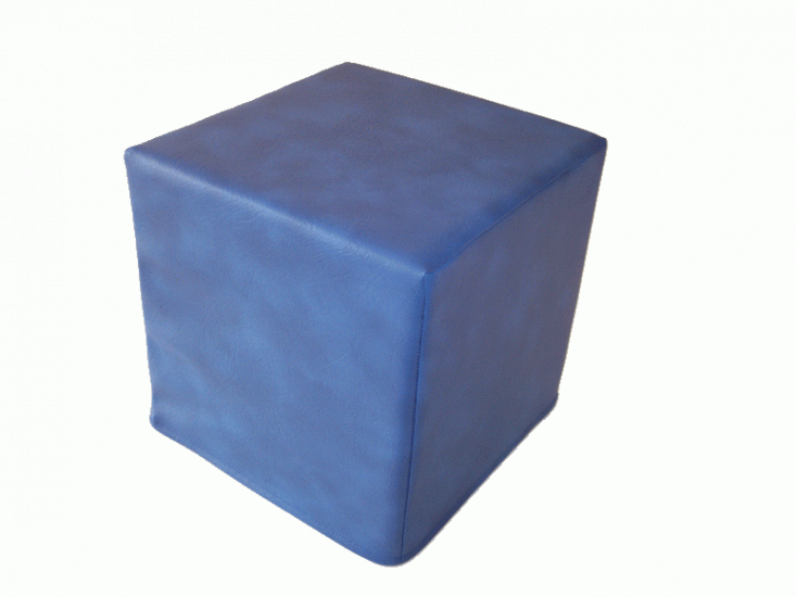 Sitzwürfel - 45 x 45 x 45 cm - Kunstleder azurblau - zum Schließen ins Bild klicken